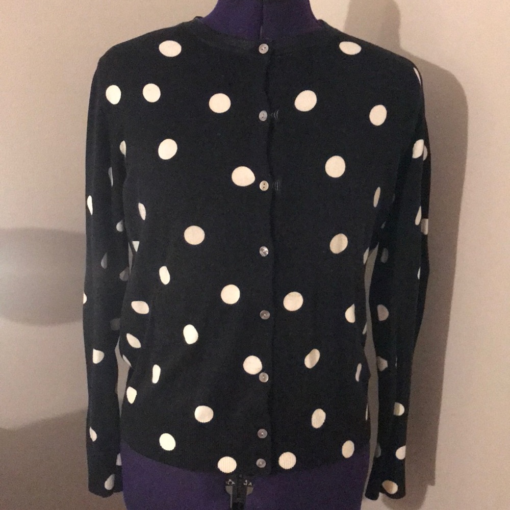 A New Day Small Black and White Polka Dot Cardigan